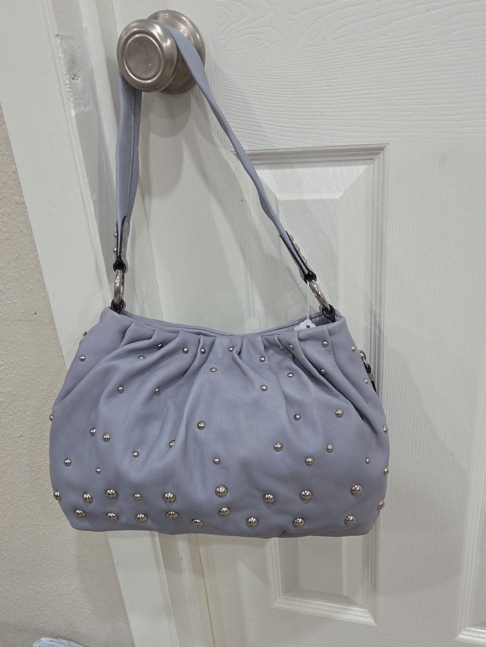 B Makowsky Studded Light Blue Shoulder Bag - Women